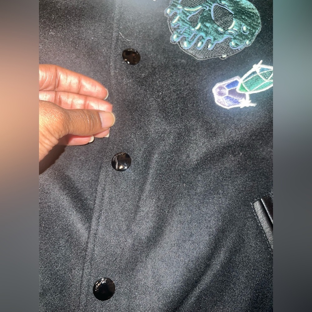 NWT Disney x Coach 10% Leather Black Varsity Jacket size 8 - Picture 8 of 17